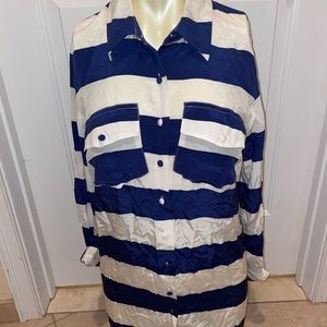 NWT Gemma Womens silk shirt blouse tunic striped XS